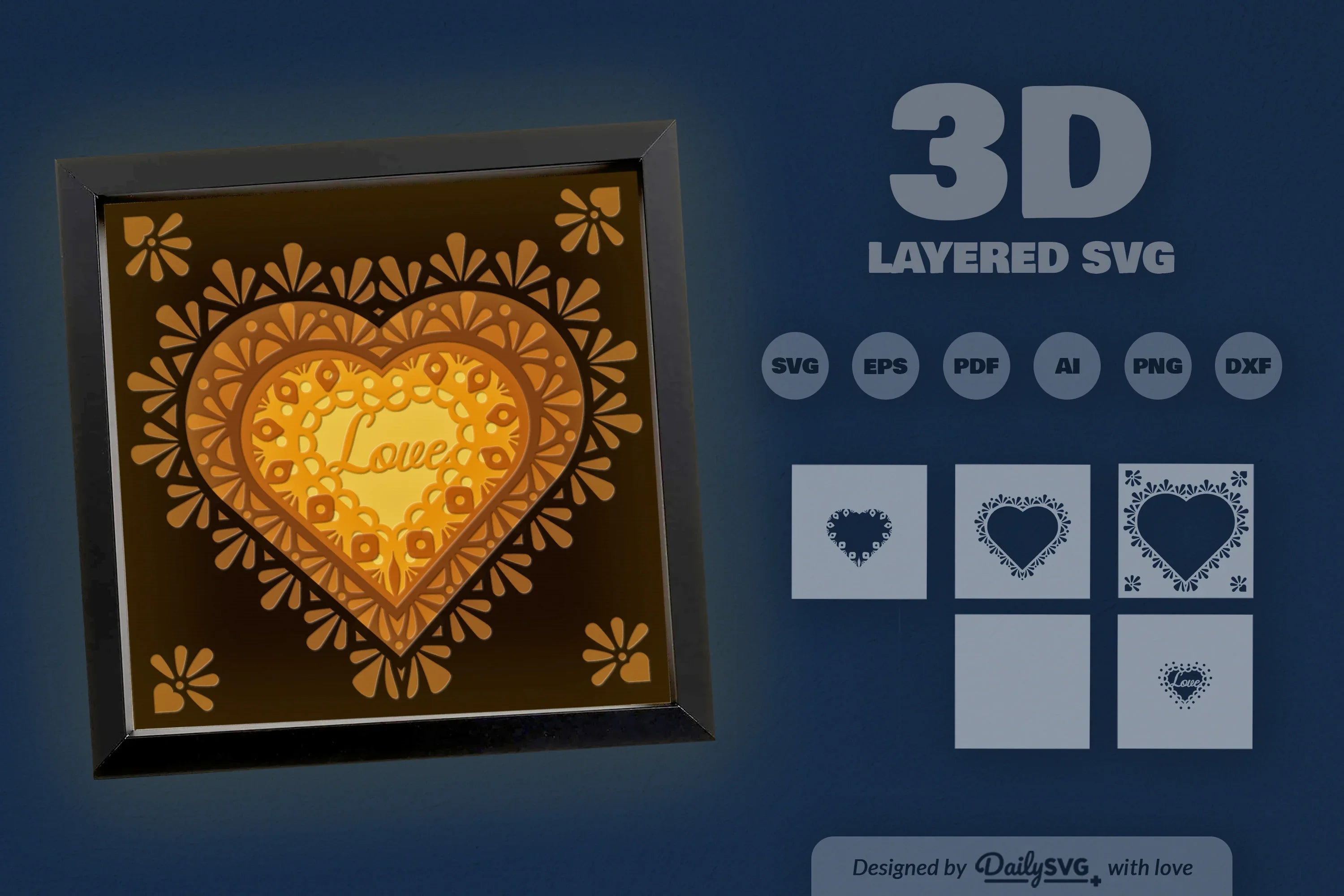 Love Mandala Papercut SVG Bundle - CraftNest - Digital Crafting and Art
