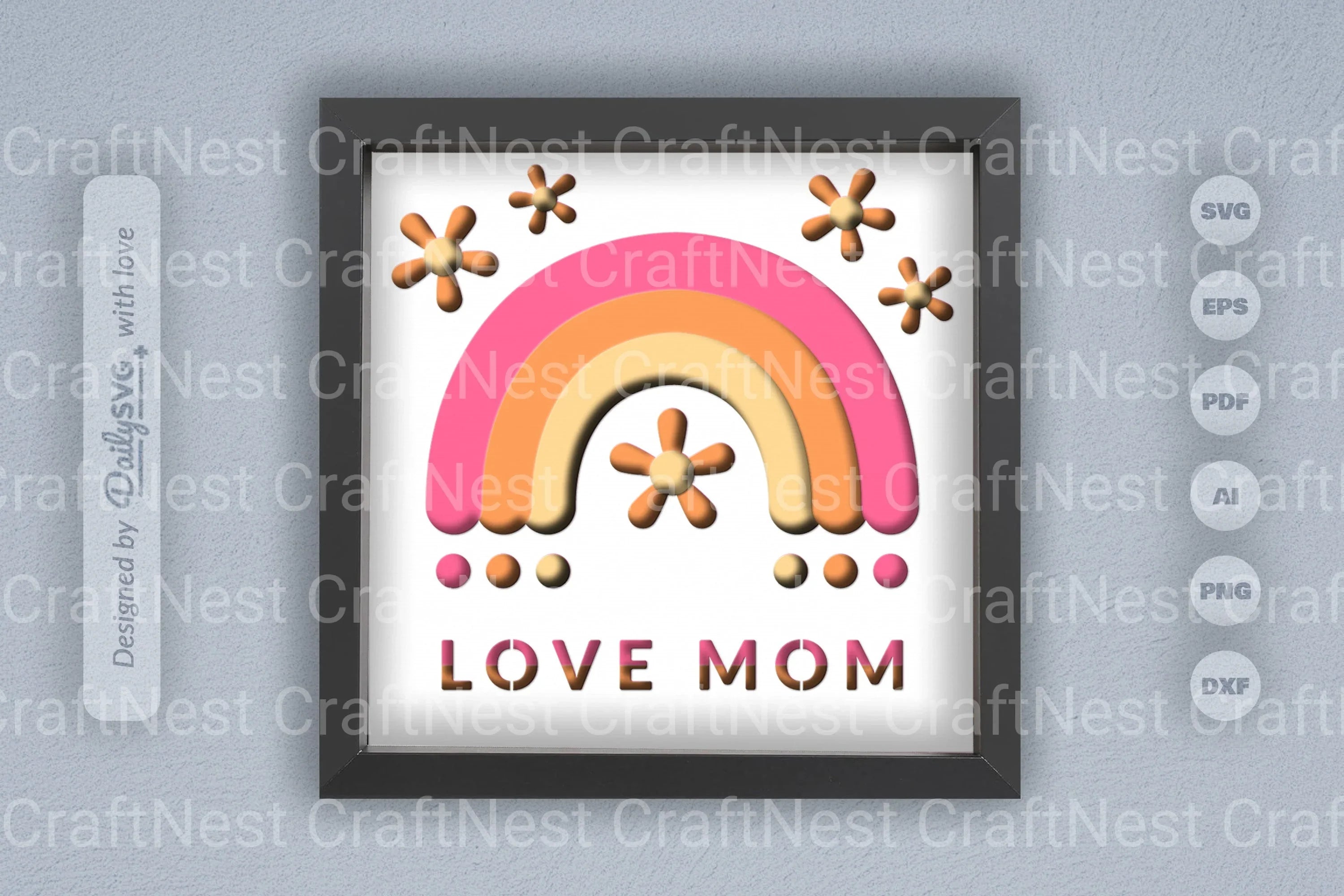 Love Mom Papercut SVG Bundle