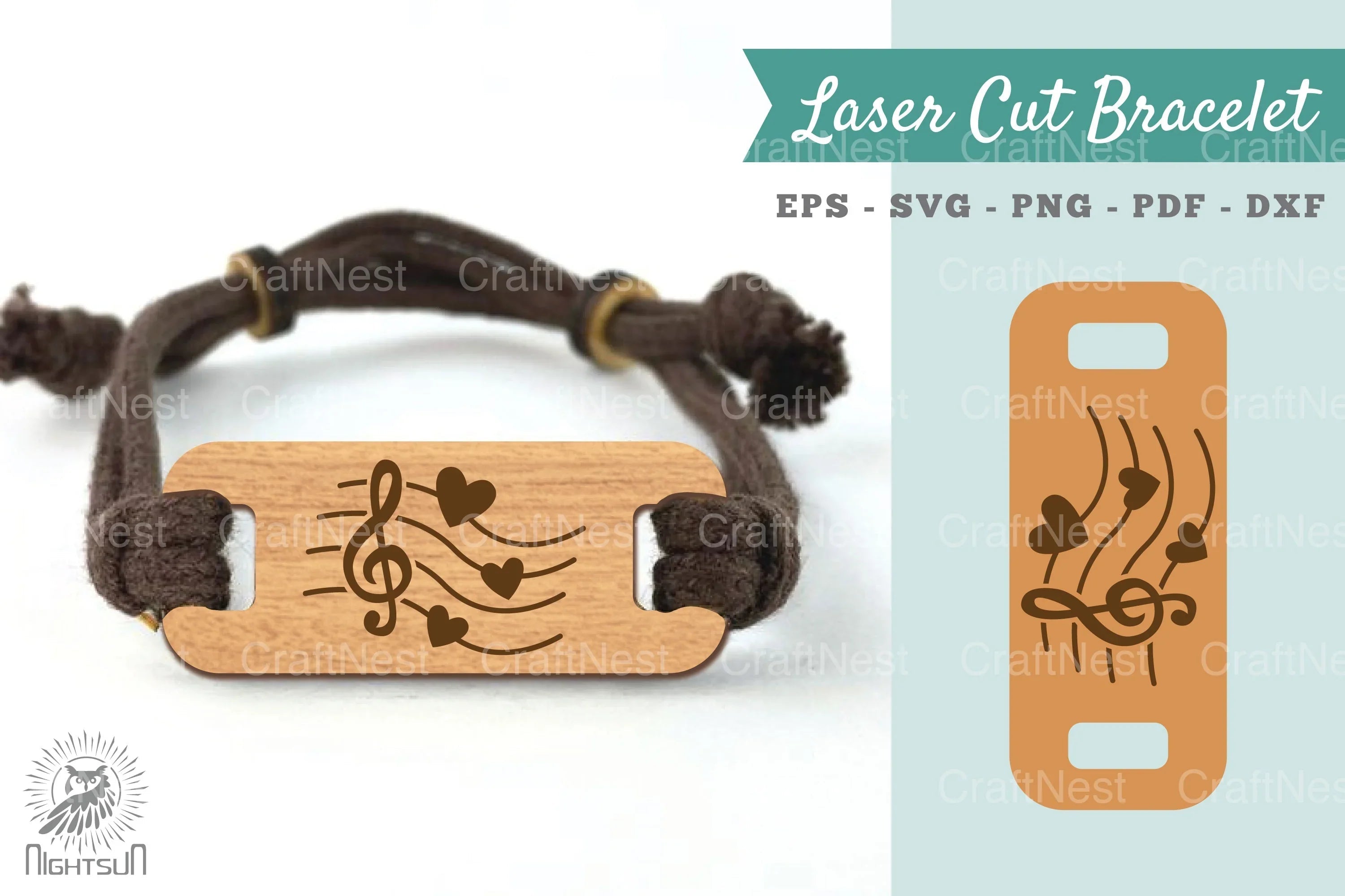 Love Music Laser Cut Bracelet Design Bundle - CraftNest - Digital Crafting and Art