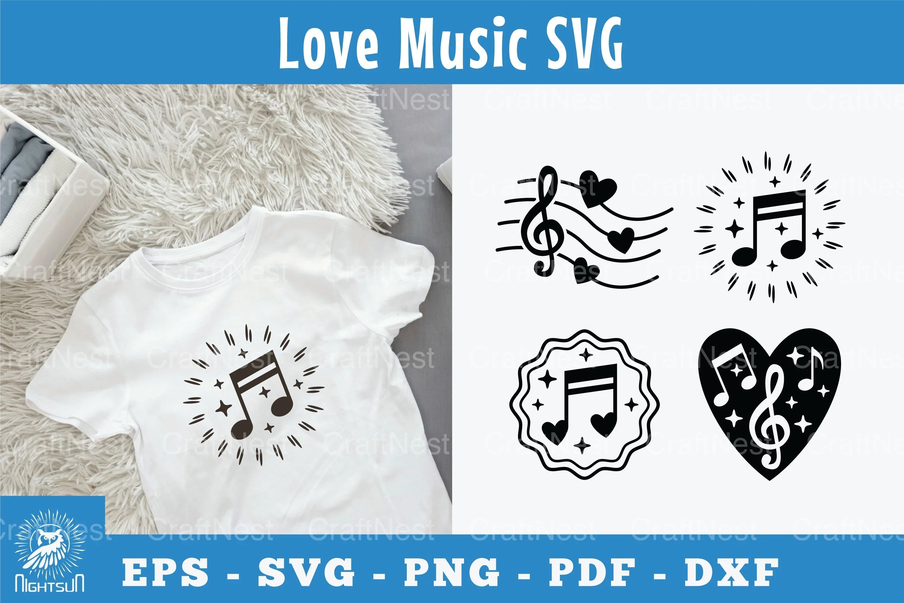 Love Music Note Silhouette Clipart Bundle - CraftNest - Digital Crafting and Art