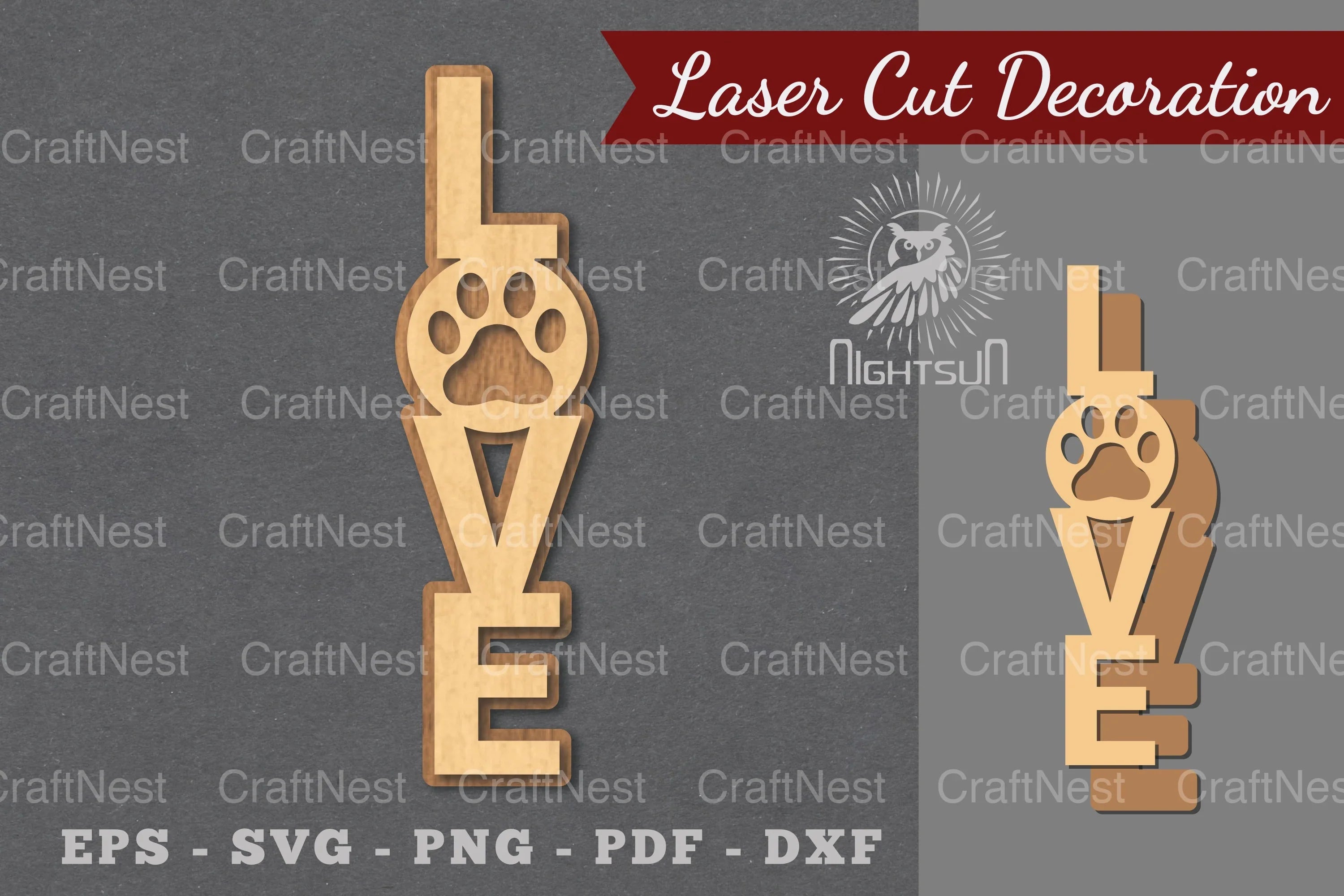 Love Paw Laser Cut Decoration Bundle - CraftNest - Digital Crafting and Art