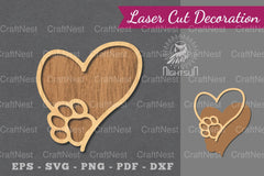 Love Paw Laser Cut Decoration Clipart Bundle - CraftNest - Digital Crafting and Art