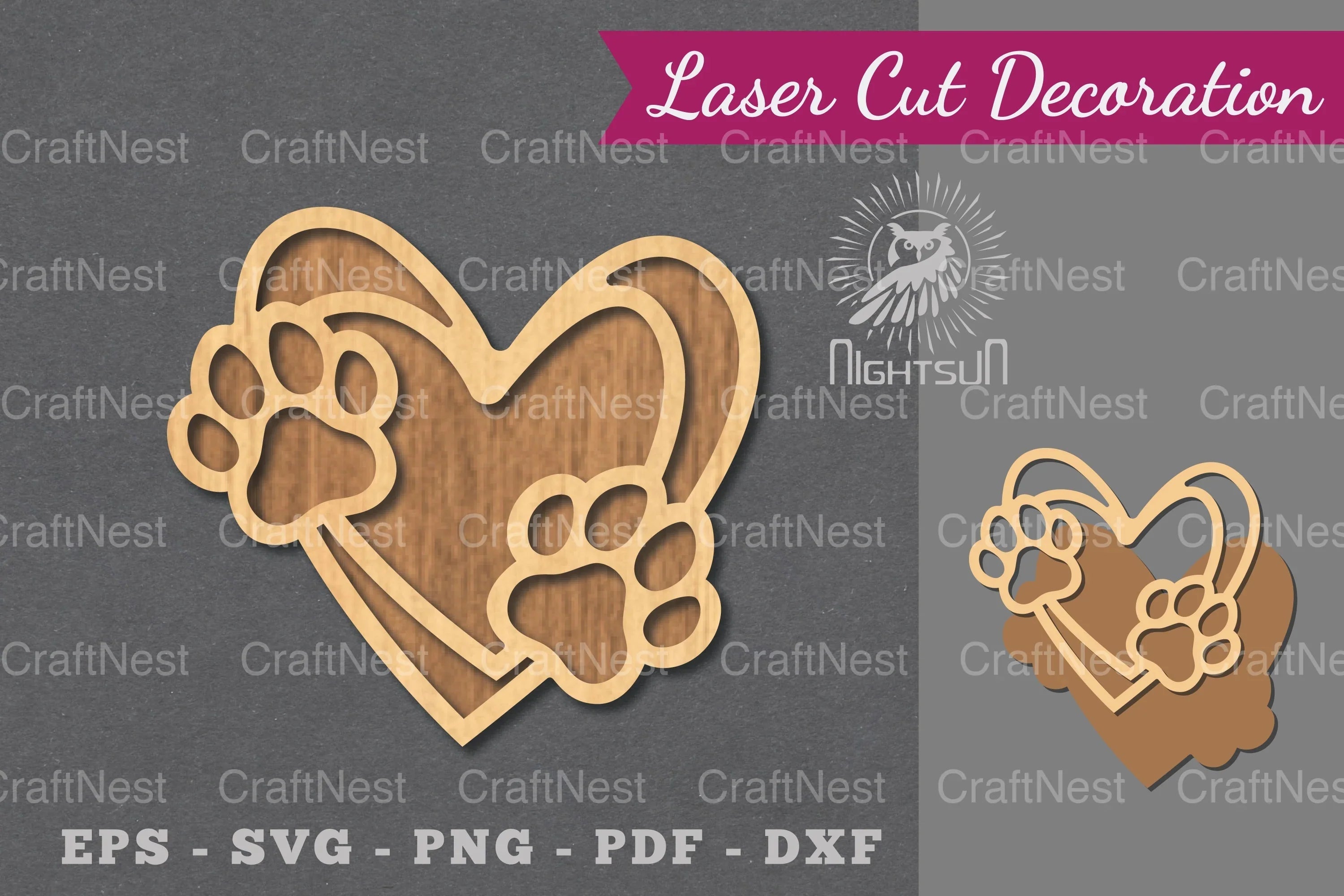 Love Paw Laser Cut Decoration Bundle - CraftNest - Digital Crafting and Art
