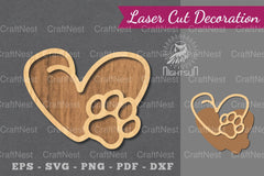 Love Paw Laser Cut Decoration Bundle - CraftNest - Digital Crafting and Art