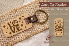 Love Paw Laser Cut Keychain Design Bundle - CraftNest - Digital Crafting and Art