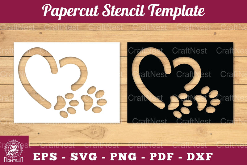 Love Paw Paper Cut Stencil Clipart Bundle - CraftNest - Digital Crafting and Art