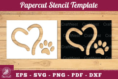Love Paw Paper Cut Stencil Clipart Bundle - CraftNest - Digital Crafting and Art