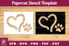 Love Paw Paper Cut Stencil Clipart Bundle