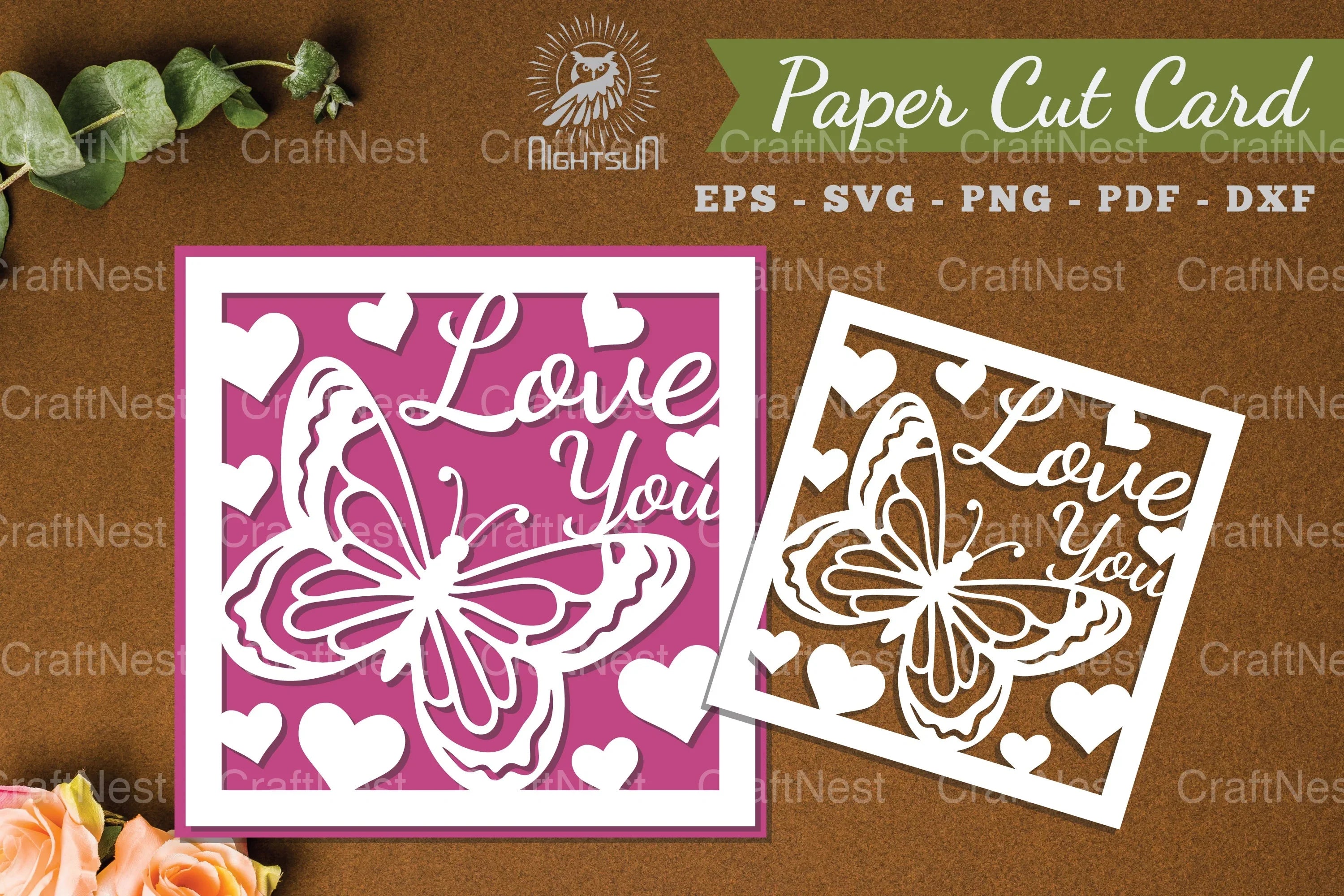 Love You Papercut Card SVG Design Bundle - CraftNest - Digital Crafting and Art