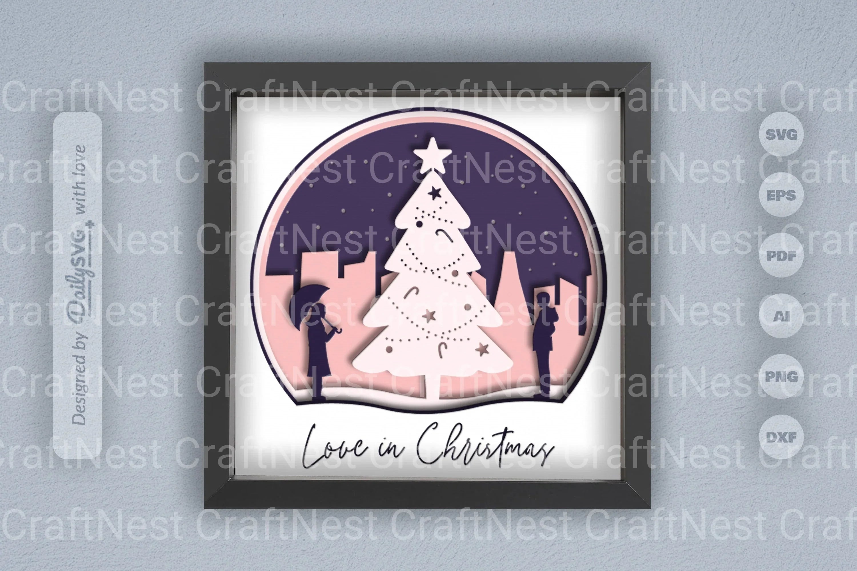 Love in Christmas Papercut SVG Bundle