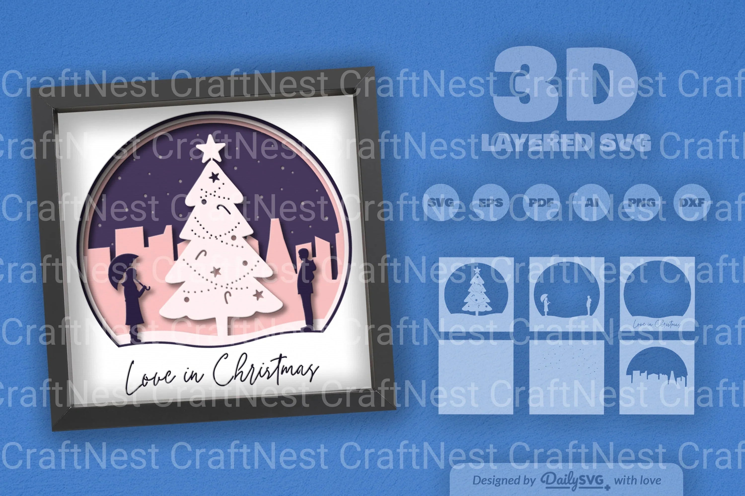 Love in Christmas Papercut SVG Bundle