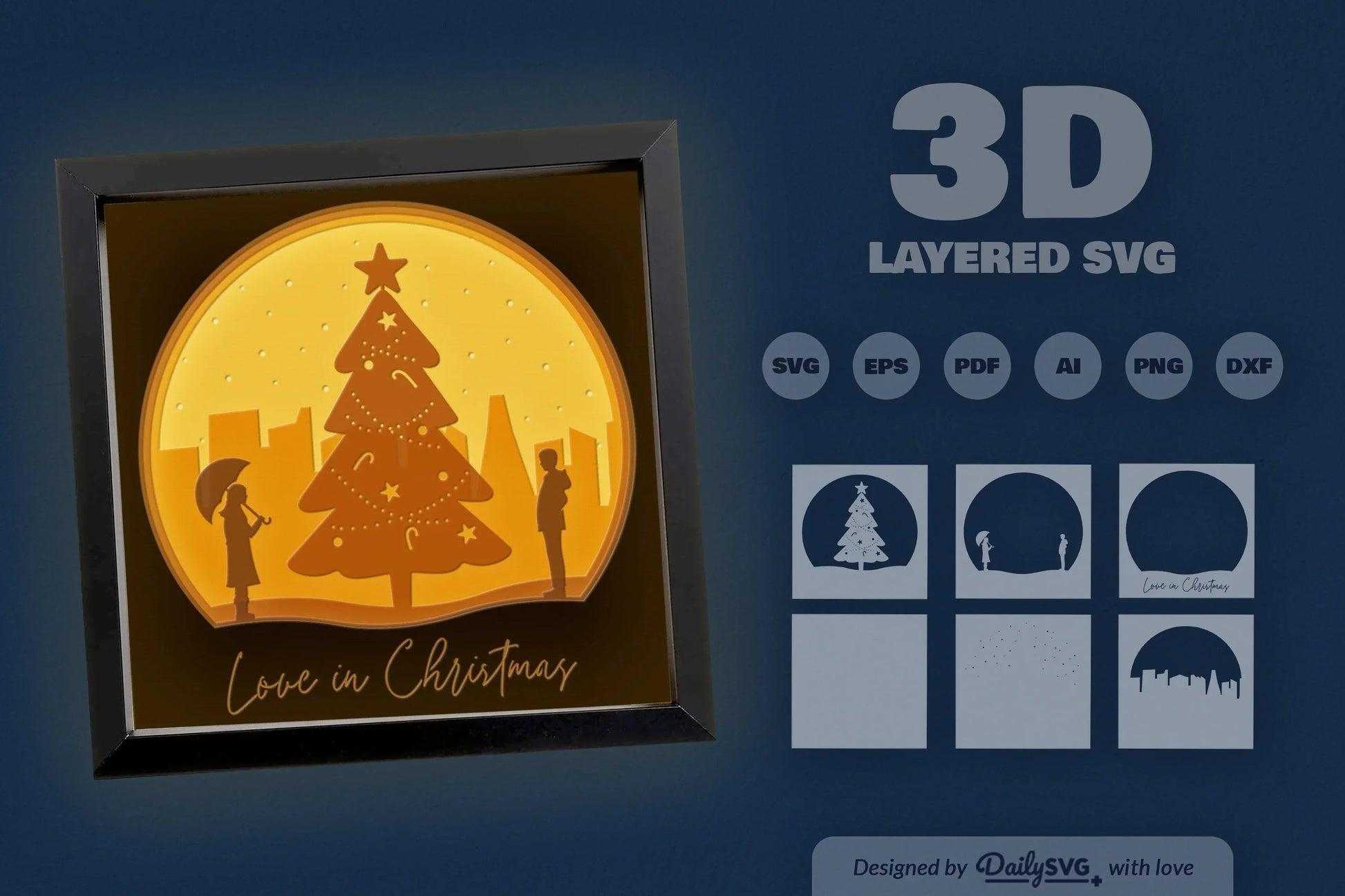 Love in Christmas Papercut SVG Bundle - CraftNest - Digital Crafting and Art