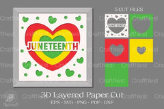 Lovely Juneteenth Heart 3D Shadowbox Layered Papercut Bundle - CraftNest - Digital Crafting and Art