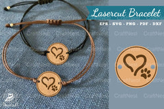 Love Paw Laser Cut Bracelet Design Bundle - CraftNest - Digital Crafting and Art