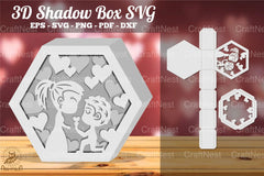 Loving Couple Hexagon Shadow Box SVG Bundle - CraftNest - Digital Crafting and Art