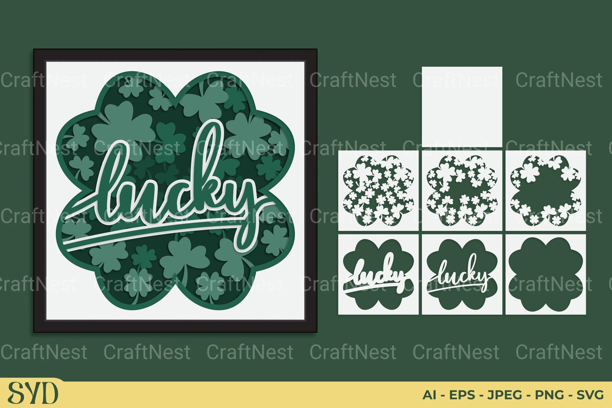 Lucky Clover 3D Layered Papercut Clipart Bundle - CraftNest - Digital Crafting and Art