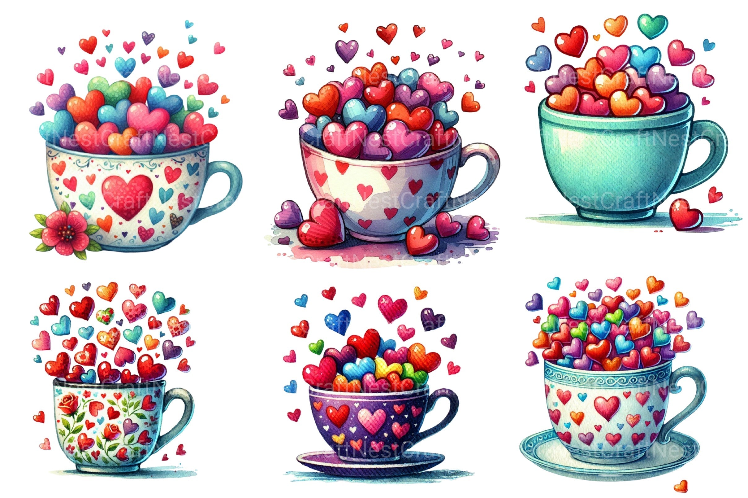 Valentine's Heart Coffee Clipart Bundle