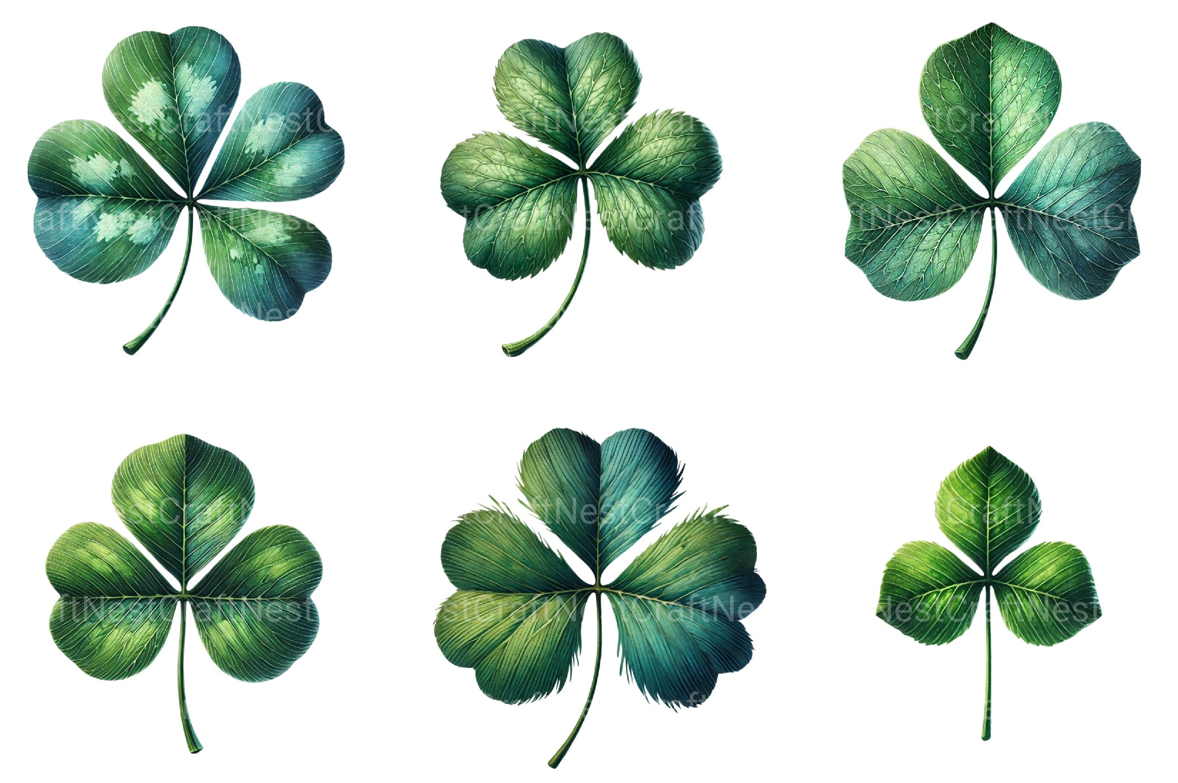 St Patrick's Clover Leaf Clipart Bundle