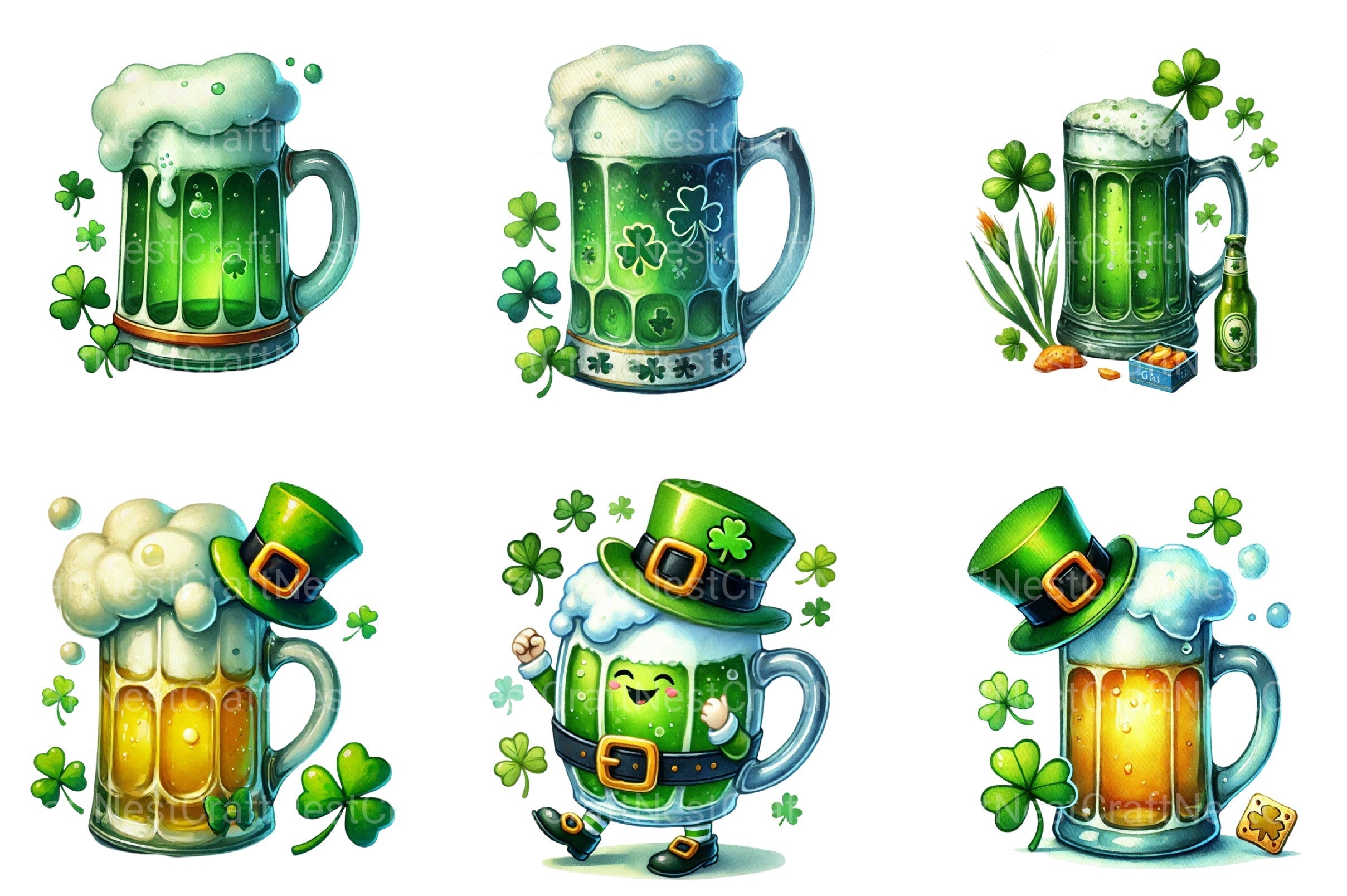 St Patrick's Beer Mug Clipart Bundle 2