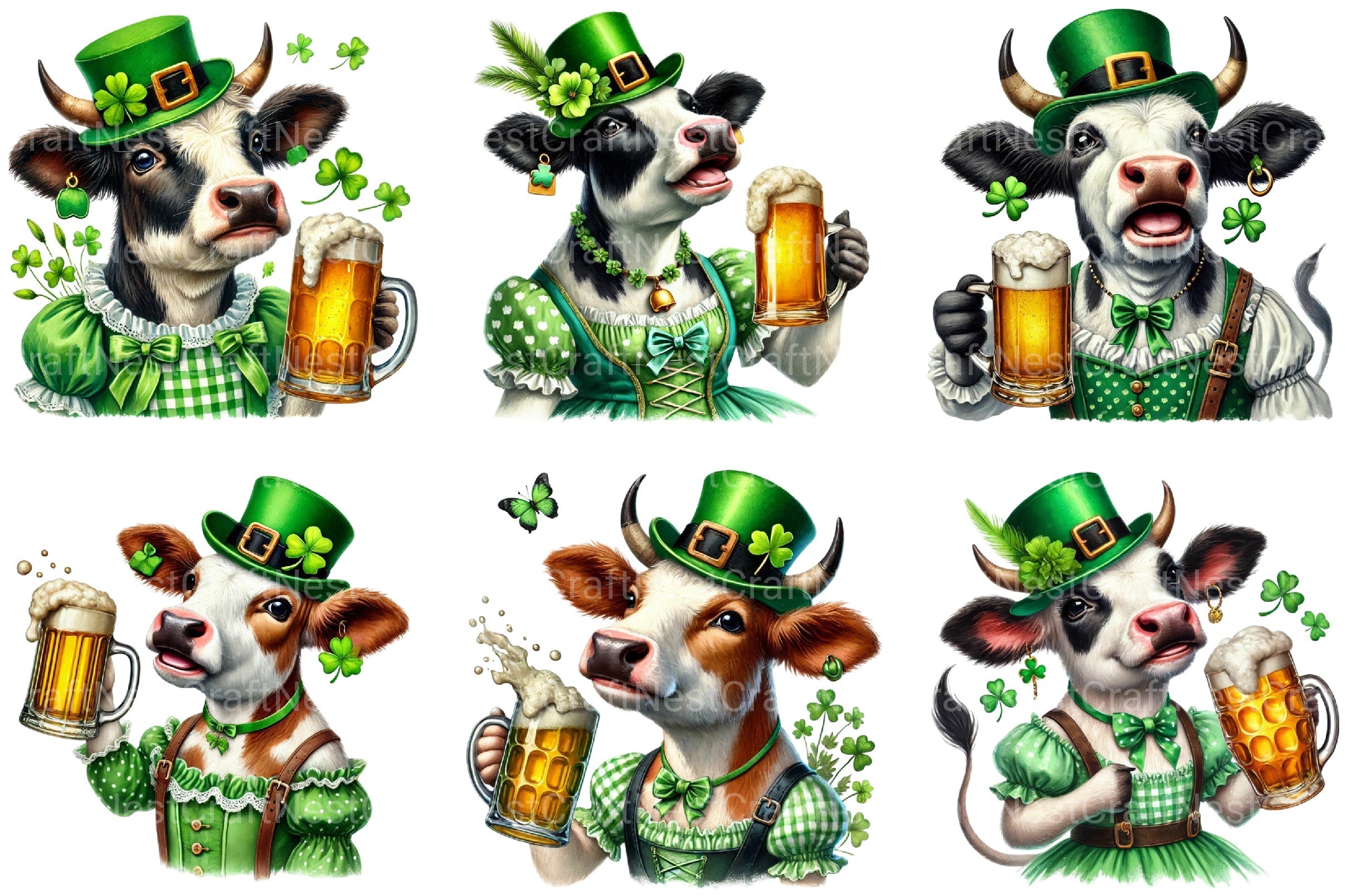 St Patrick's Day Cow Clipart Bundle