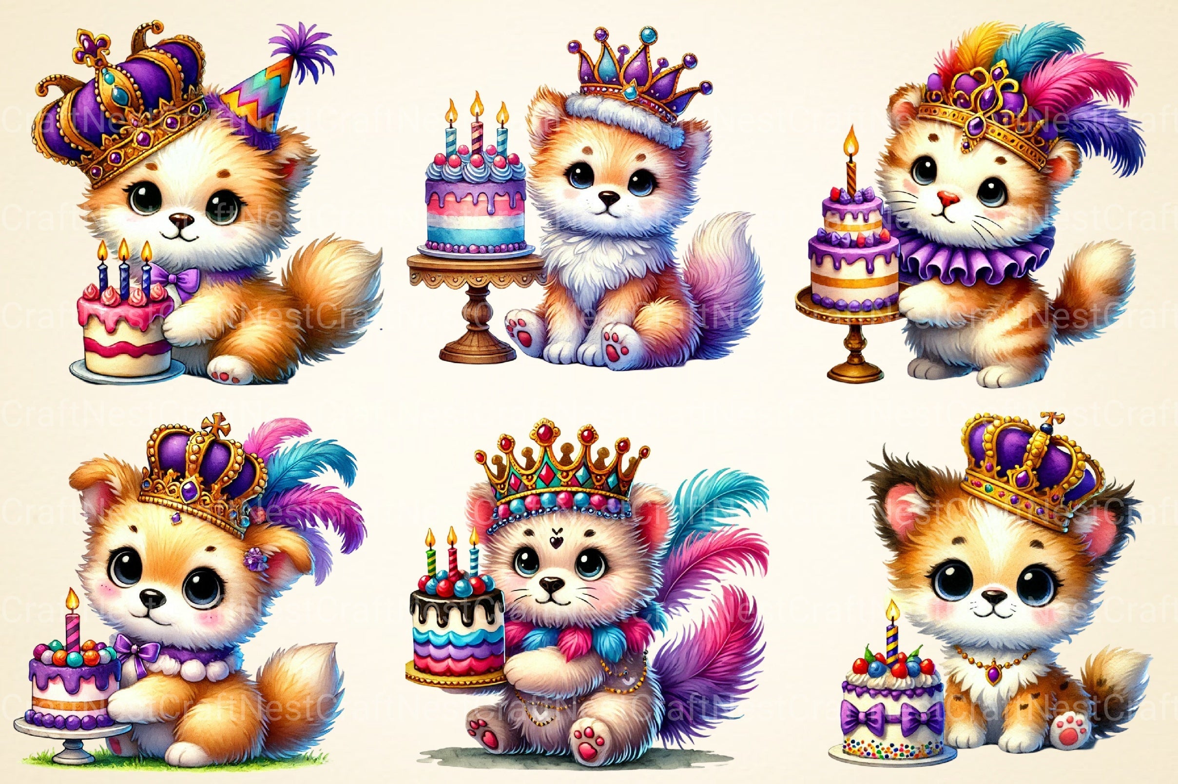 Mardi Gras Animal Clipart Bundle