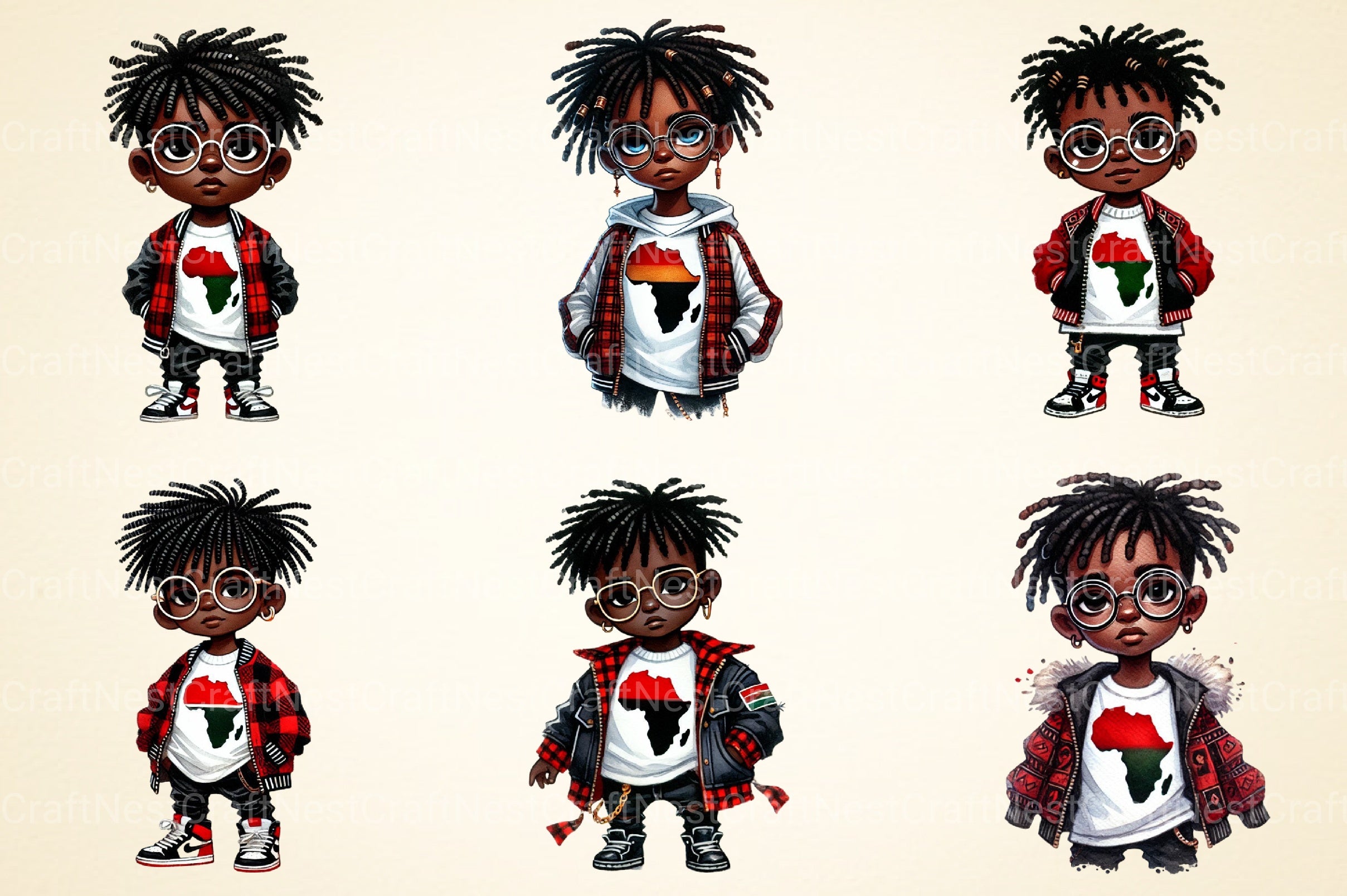 Black History Little Boys Clipart Bundle