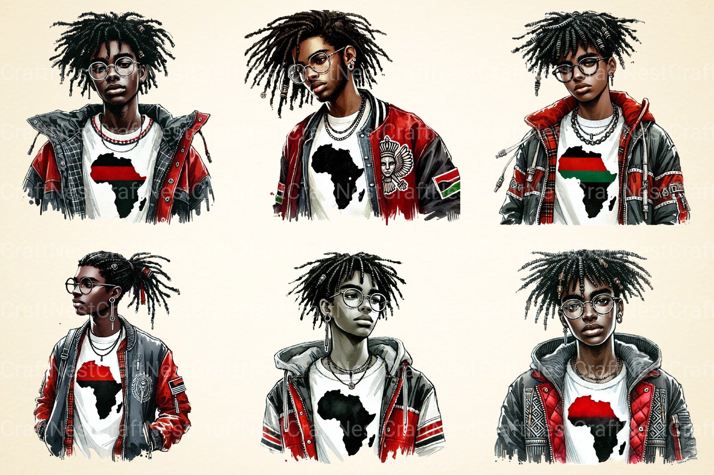 Black History Boys Clipart Bundle