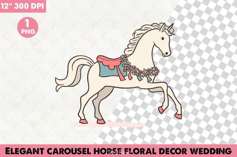 Elegant Carousel Horse Wedding Clipart Bundle - CraftNest - Digital Crafting and Art