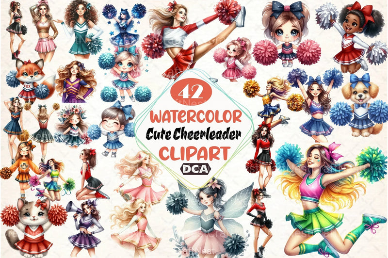 Cute Cheerleader Clipart Bundle 2 - CraftNest - Digital Crafting and Art