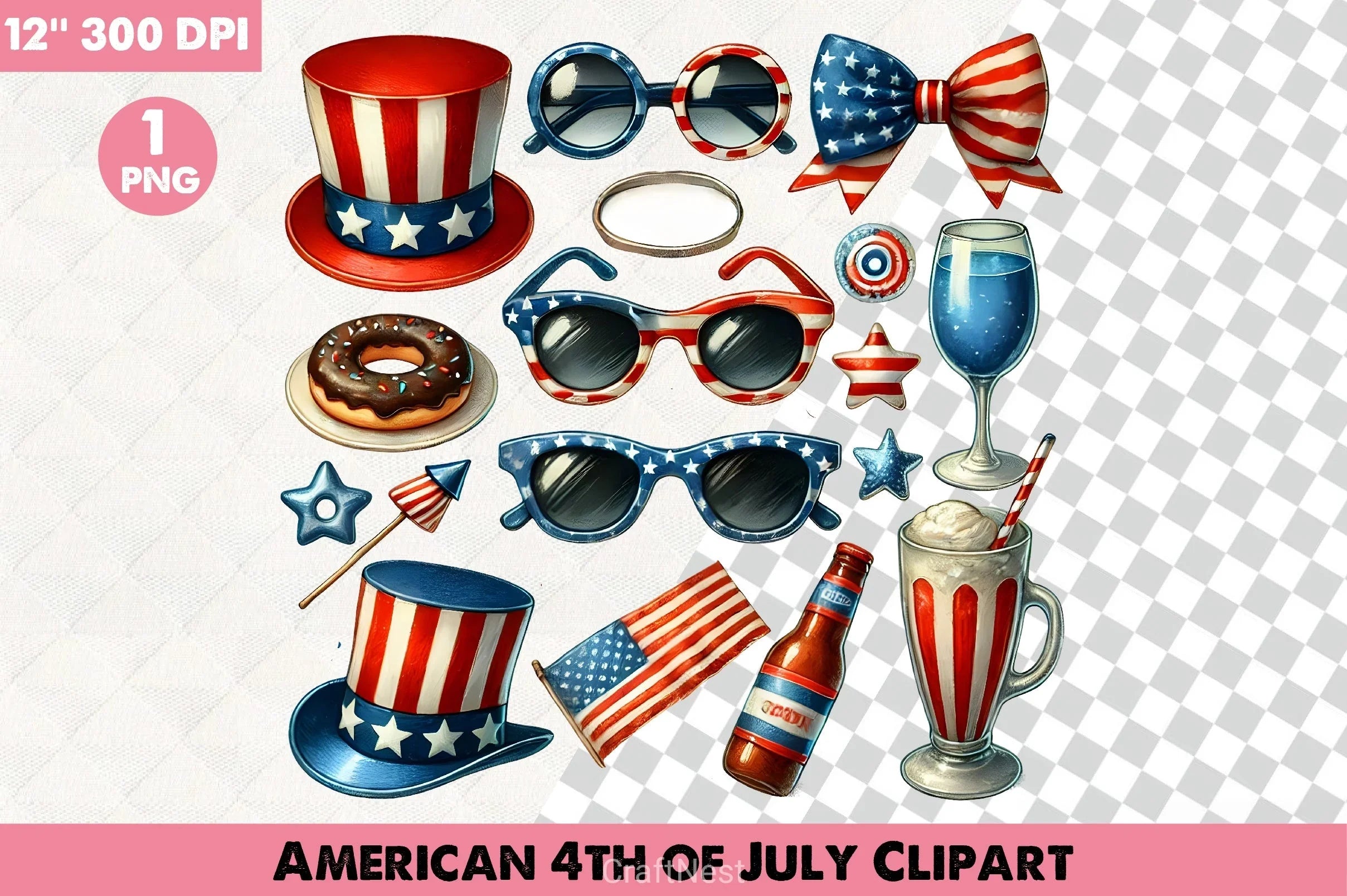 American 4th July Clipart Bundle - CraftNest - Digital Crafting and Art