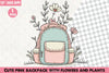 Cute Pink Floral Backpack Clipart Bundle