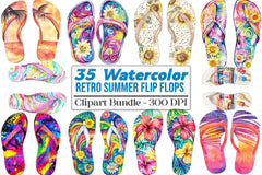 Retro Summer Flip Flops Clipart Bundle 77 - CraftNest - Digital Crafting and Art