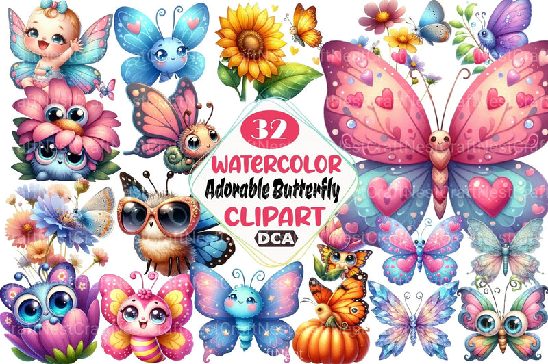 Adorable Butterfly Clipart Bundle 11 - CraftNest - Digital Crafting and Art