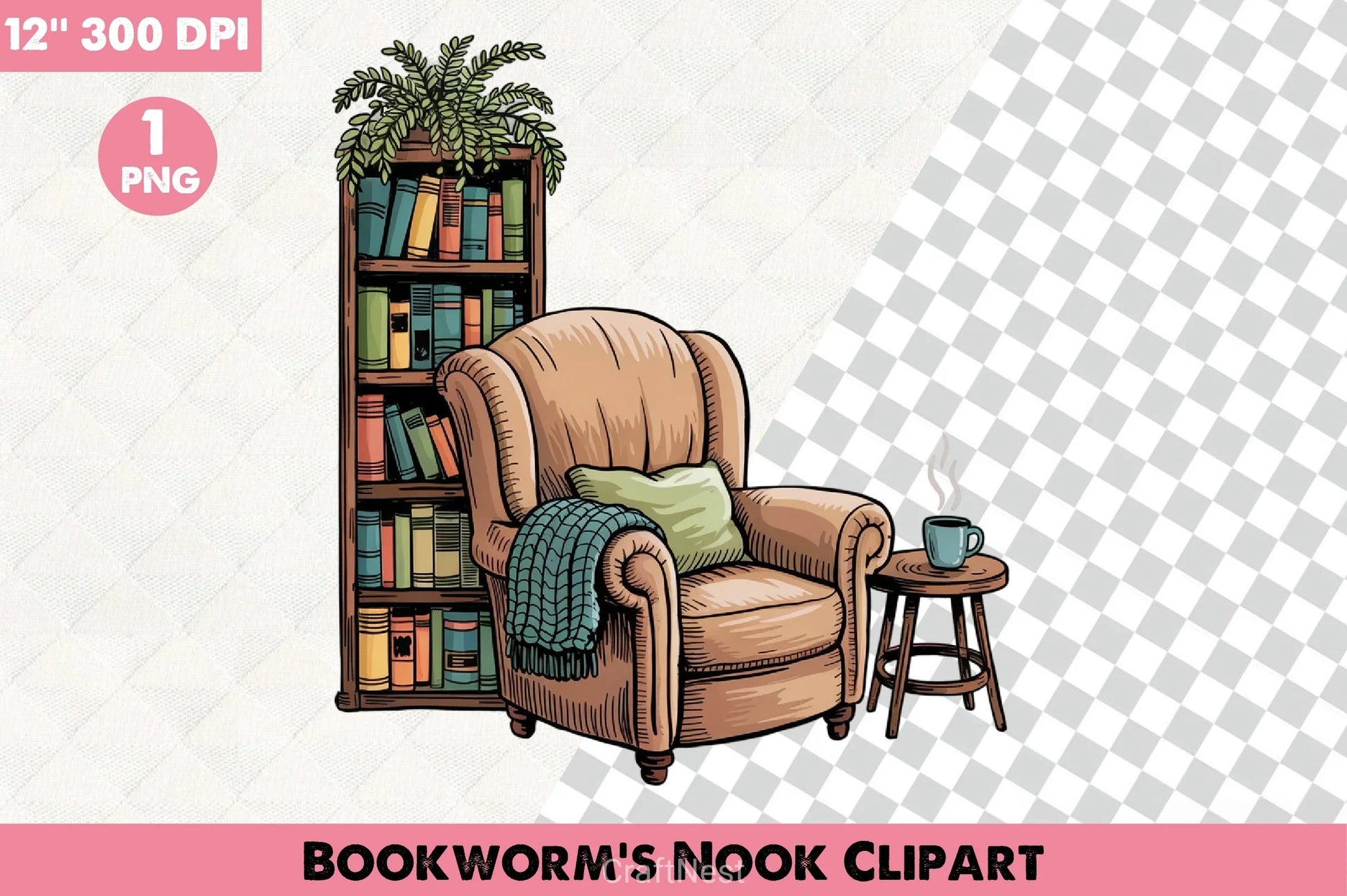 Bookworm's Nook Clipart Bundle - CraftNest - Digital Crafting and Art