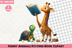 Funny Animals Reading Book Clipart Bundle 2 - CraftNest - Digital Crafting and Art