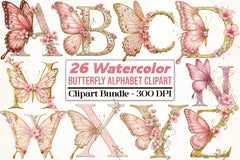 Butterfly Alphabet Clipart Bundle 99 - CraftNest - Digital Crafting and Art