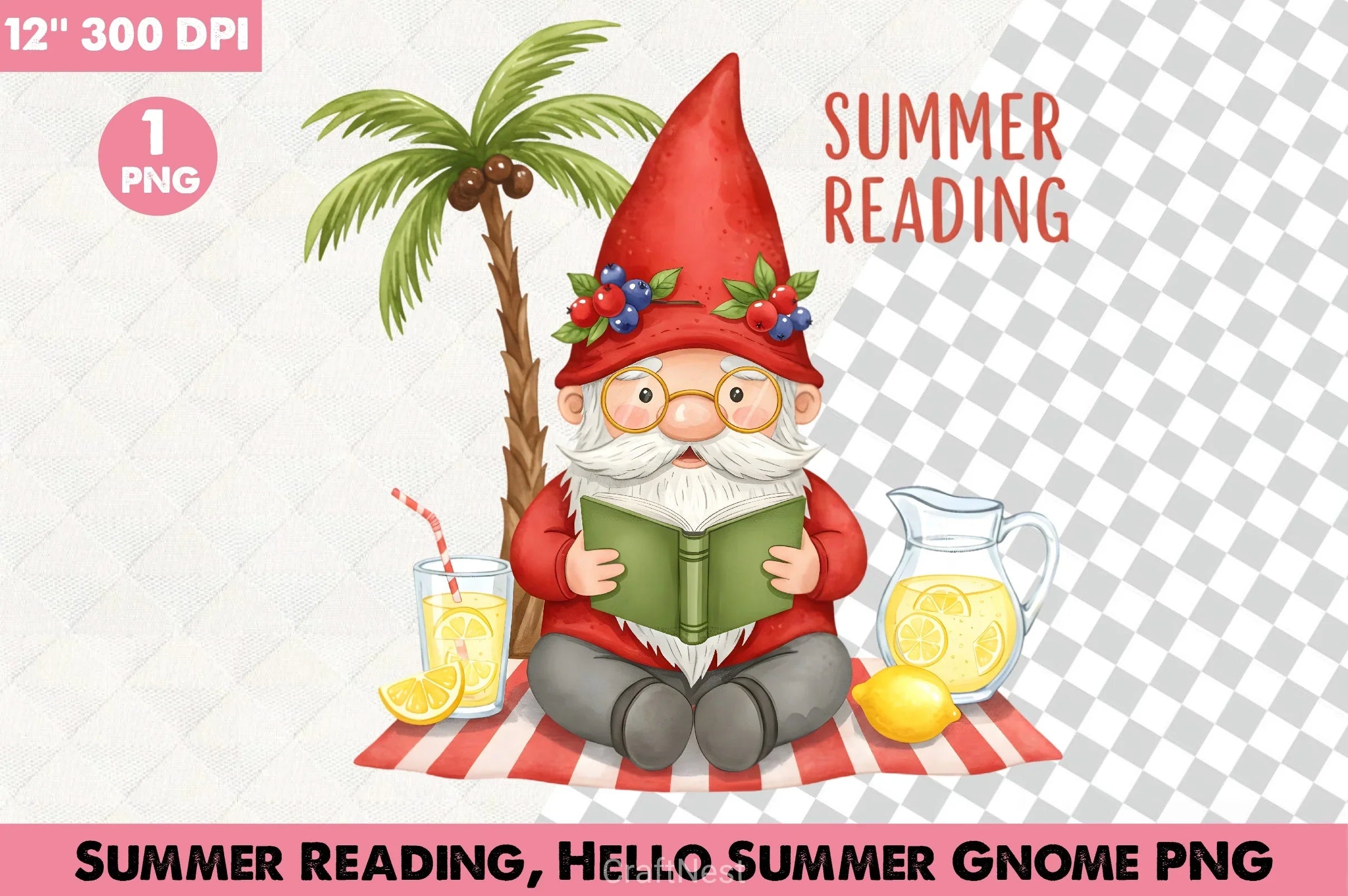 Summer Reading Gnome Clipart Bundle 5 - CraftNest - Digital Crafting and Art