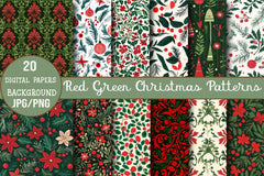 Red Green Christmas Patterns Clipart Bundle - CraftNest - Digital Crafting and Art