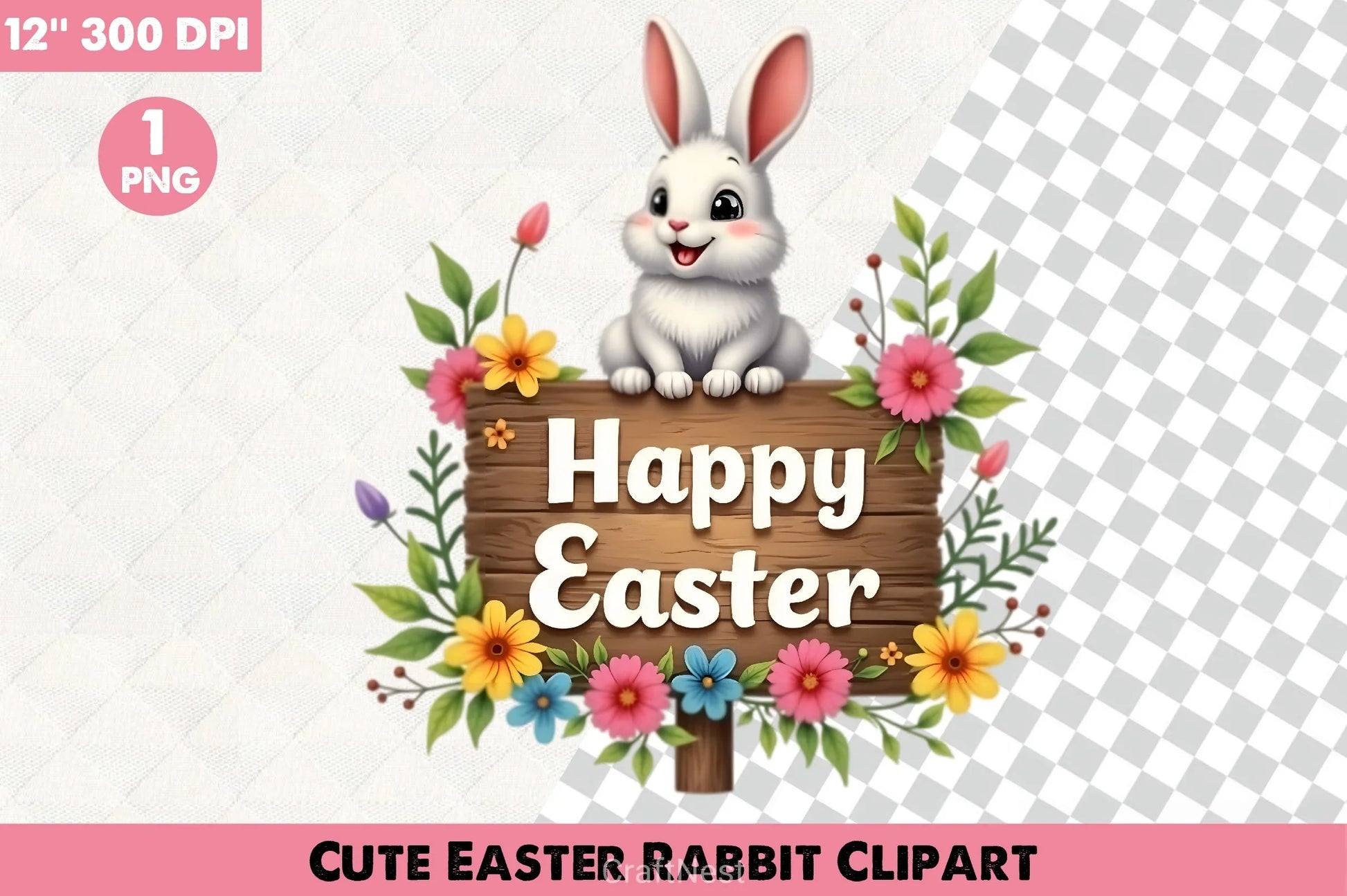 Cute Easter Rabbit Clipart Bundle - CraftNest - Digital Crafting and Art
