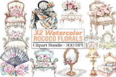 Rococo Florals Clipart Bundle - CraftNest - Digital Crafting and Art