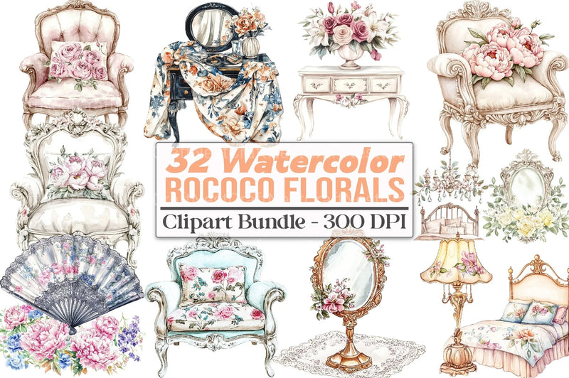 Rococo Florals Clipart Bundle - CraftNest - Digital Crafting and Art