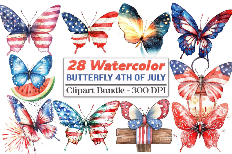 Butterfly 4th of July Clipart Bundle 34 - CraftNest - Digital Crafting and Art