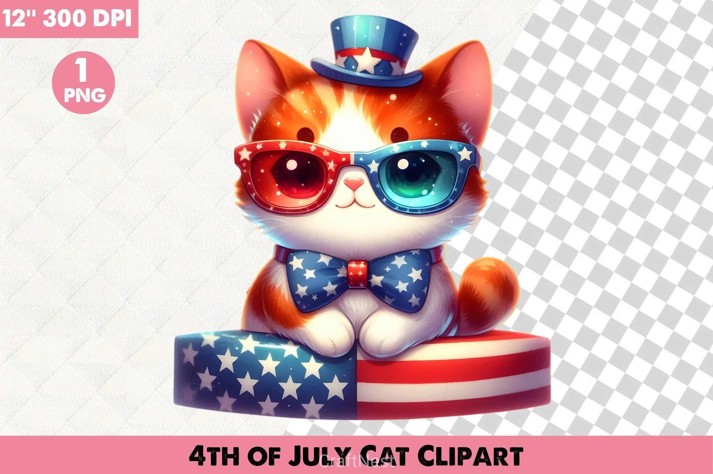 4th of July Cat Clipart Bundle - CraftNest - Digital Crafting and Art