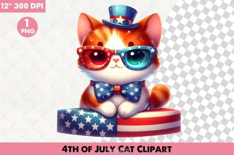 4th of July Cat Clipart Bundle - CraftNest - Digital Crafting and Art