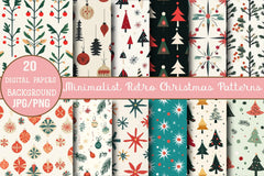 Minimalist Retro Christmas Patterns Clipart Bundle - CraftNest - Digital Crafting and Art