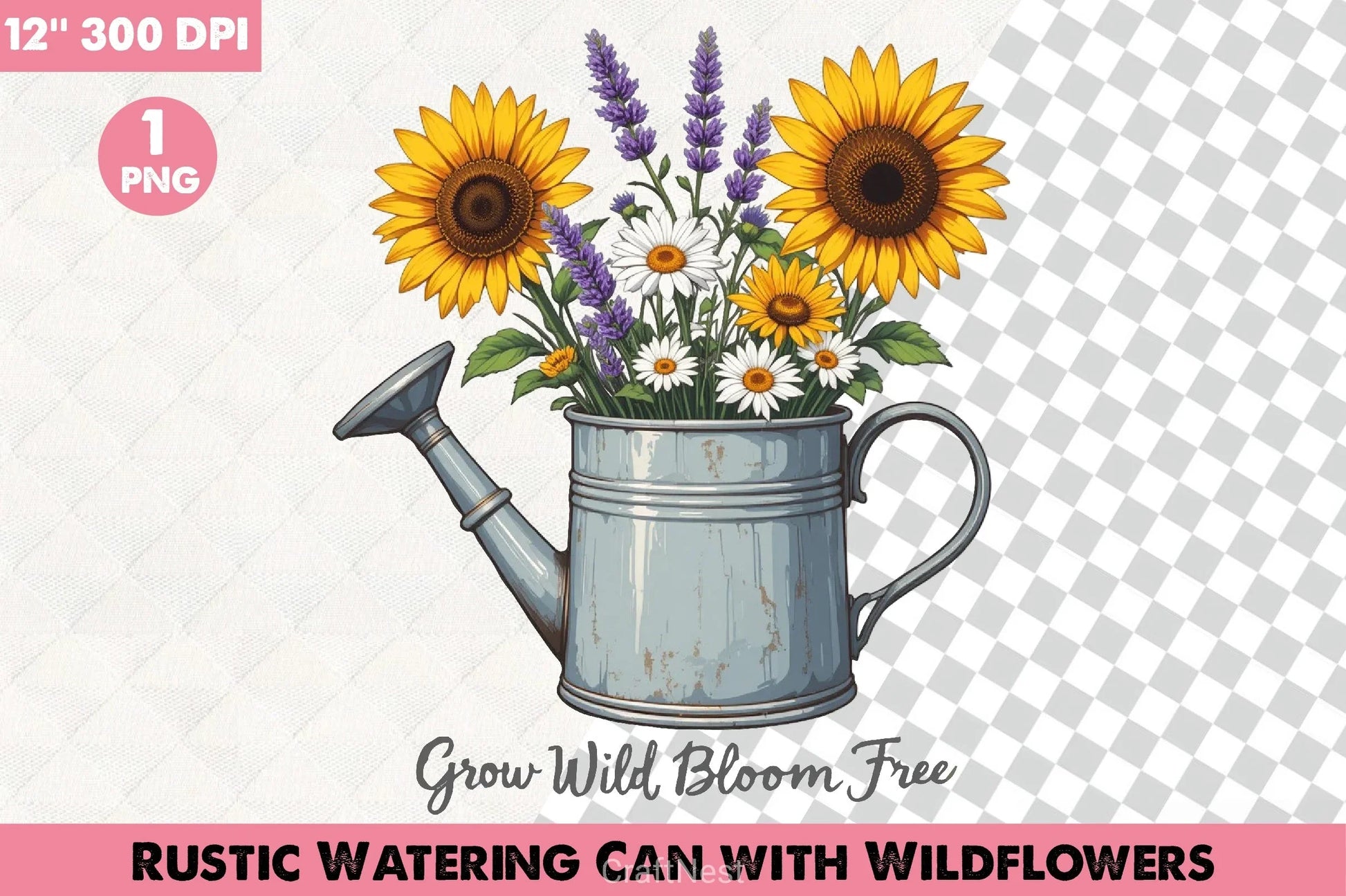 Rustic Watering Can Wildflowers Clipart Bundle - CraftNest - Digital Crafting and Art