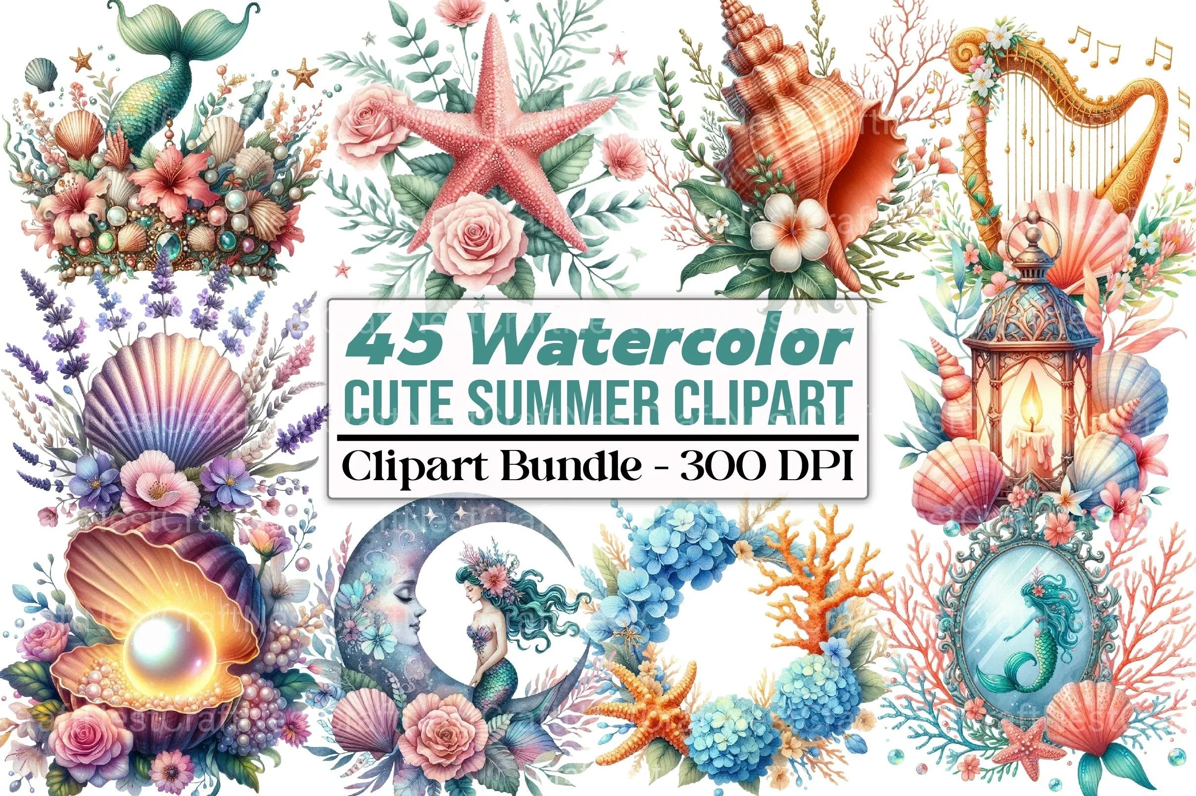 Cute Summer Clipart Bundle - CraftNest - Digital Crafting and Art