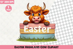 Easter Highland Cow Clipart Bundle 8 - CraftNest - Digital Crafting and Art