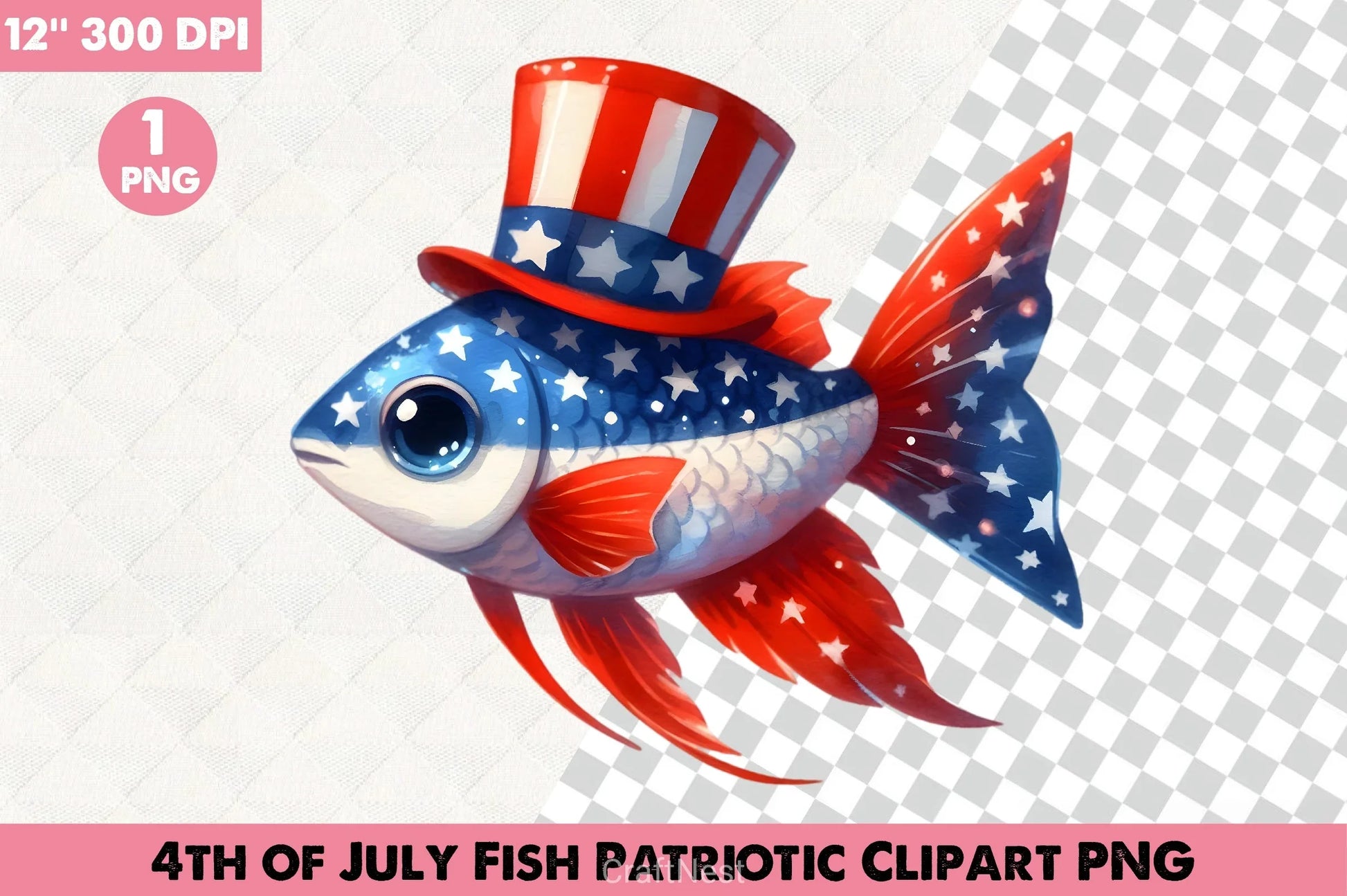 Patriotic Fish Clipart Bundle - CraftNest - Digital Crafting and Art
