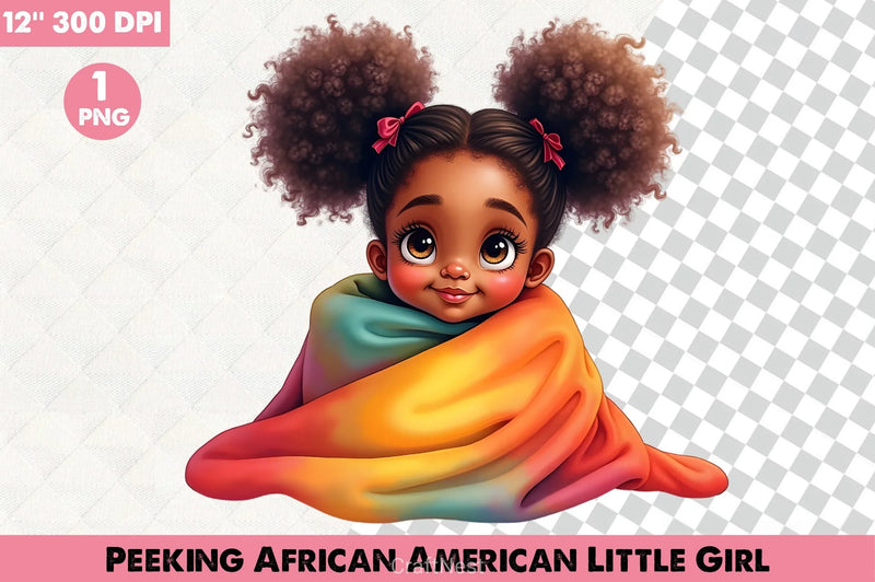 Peeking African American Girl Clipart Bundle 2 - CraftNest - Digital Crafting and Art